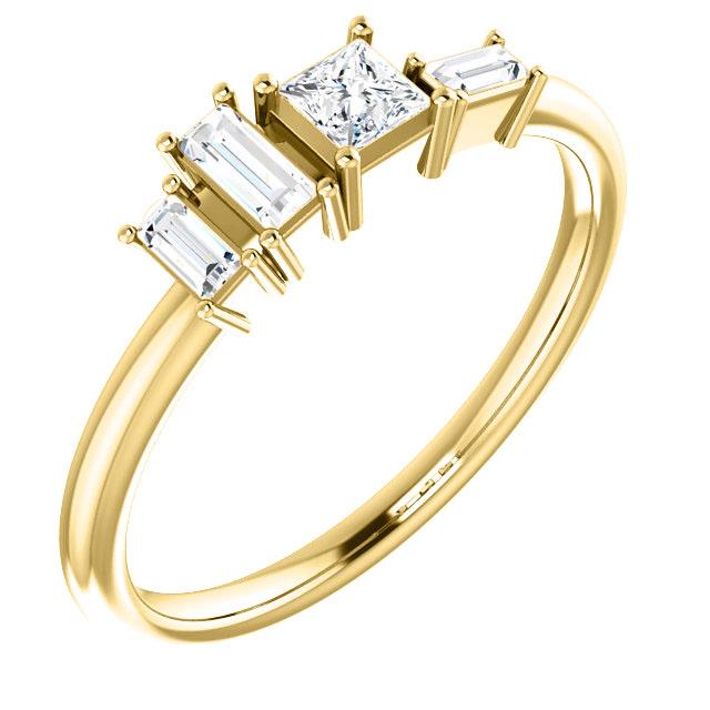 14k yellow gold geometric diamond ring