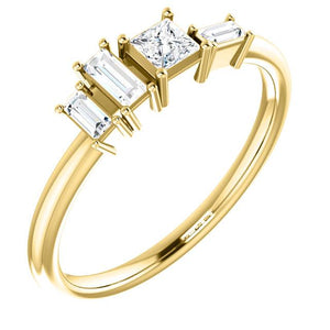 14k yellow gold geometric diamond ring