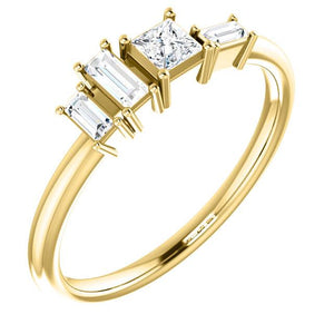 14k yellow gold geometric diamond ring