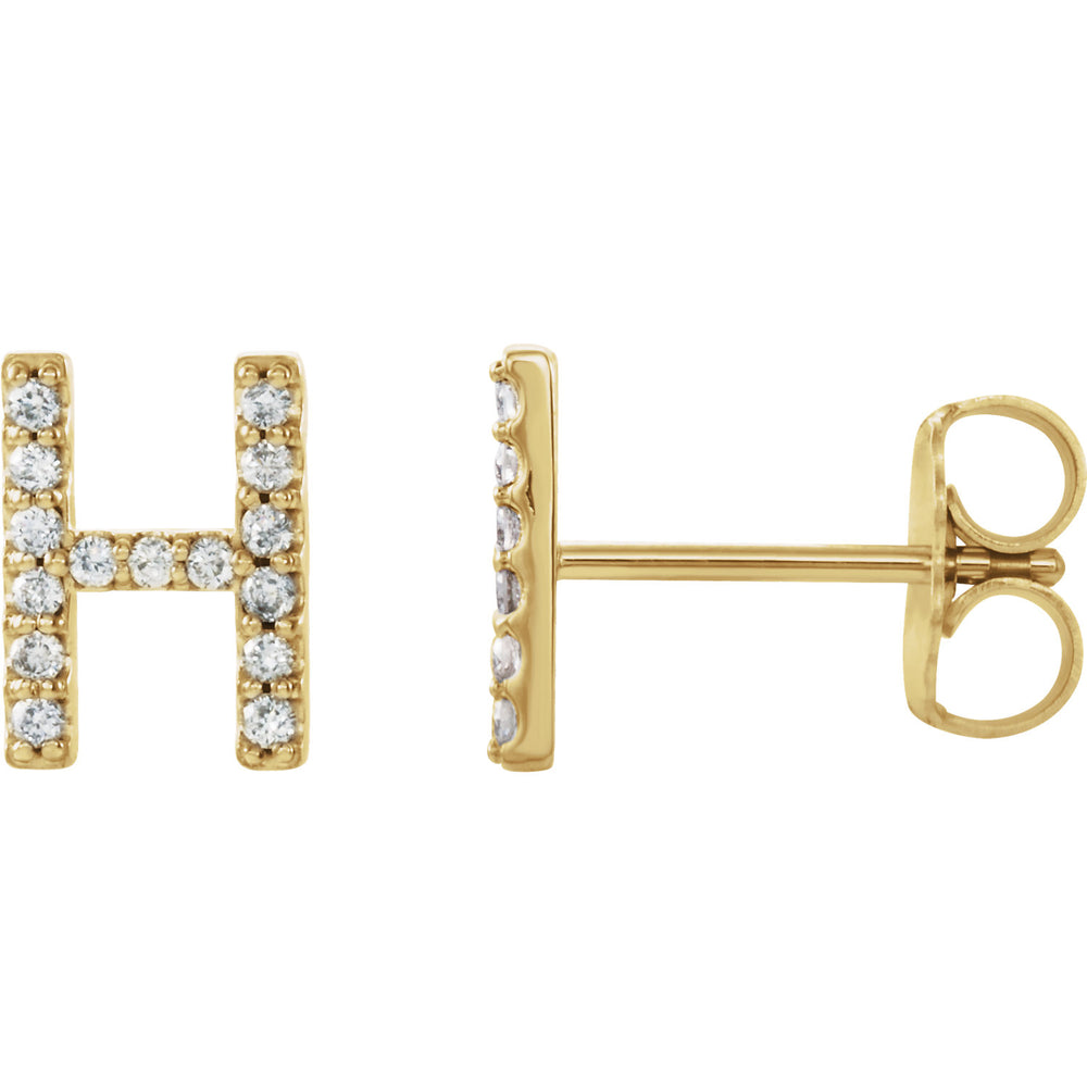 Yellow Gold letter H earrings