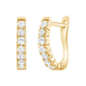 yellow gold diamond huggie hoop earrings