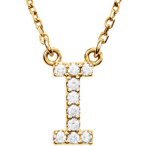 yellow gold letter i necklace