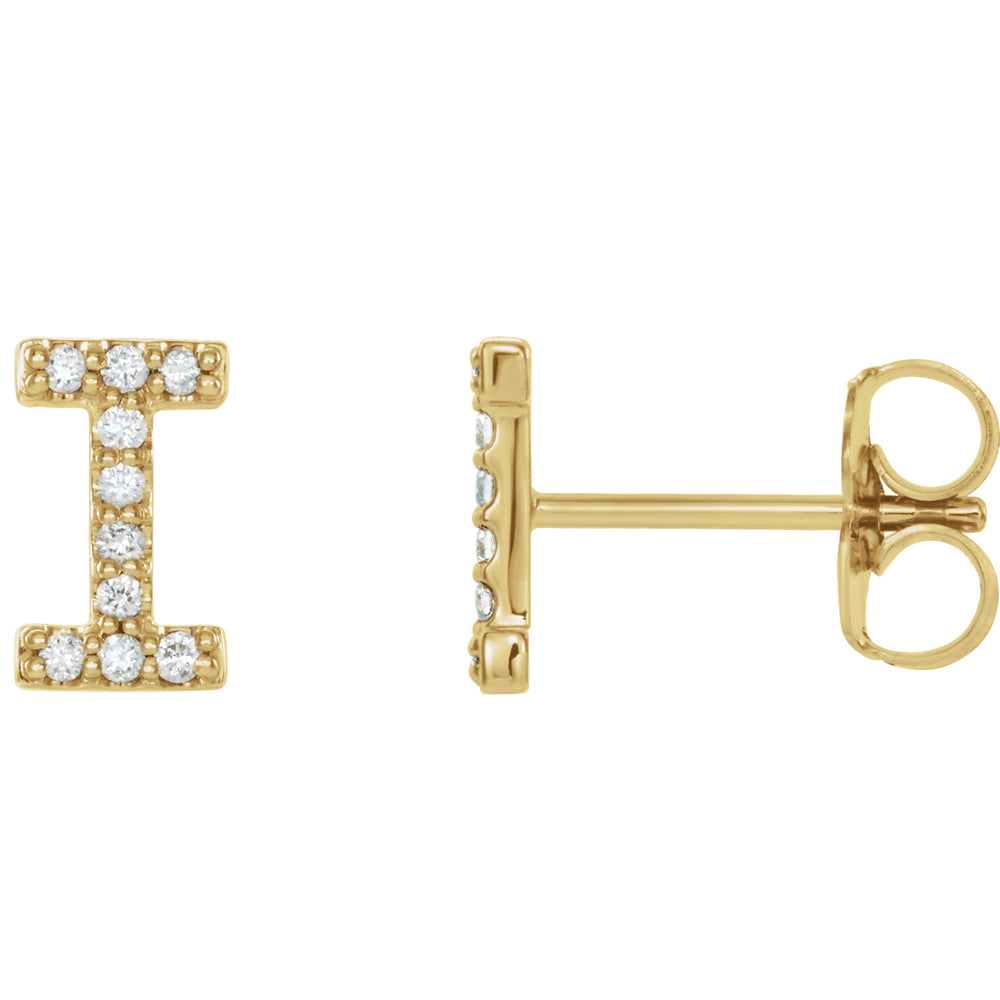 Yellow Gold Letter I Earrings