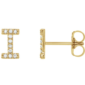 Yellow Gold Letter I Earrings