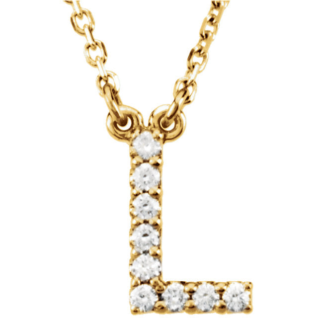 yellow gold letter l necklace