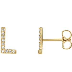 Yellow Gold Letter L Earrings