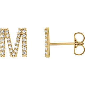 Yellow Gold Letter M earrings 