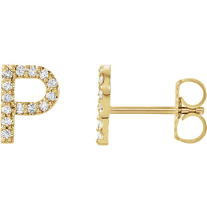 Yellow Gold Letter P earrings