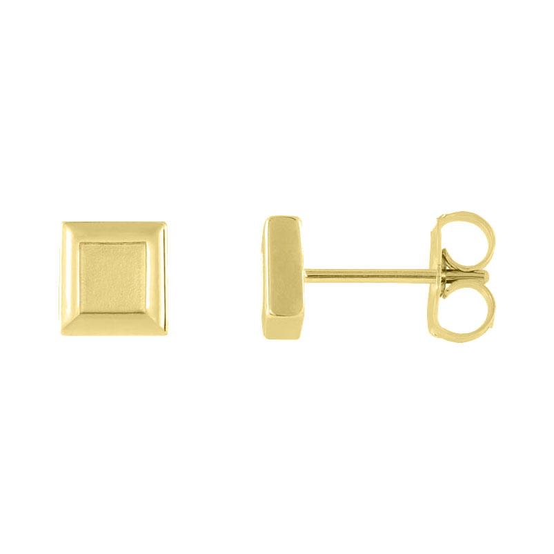 14k yellow gold petite gold square earrings