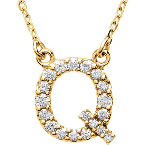 yellow gold letter q necklace