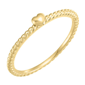 yellow gold rope heart ring