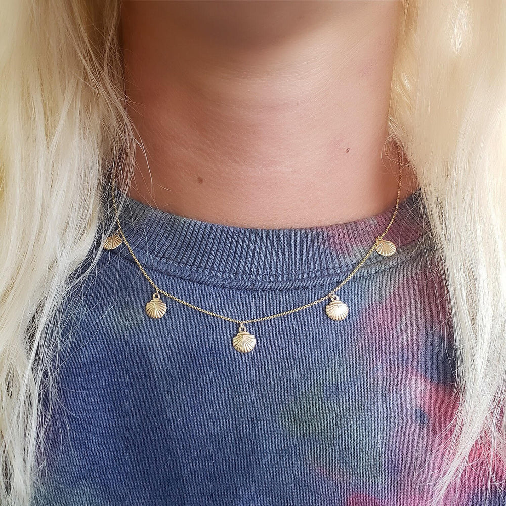 14k white gold shell chain necklace