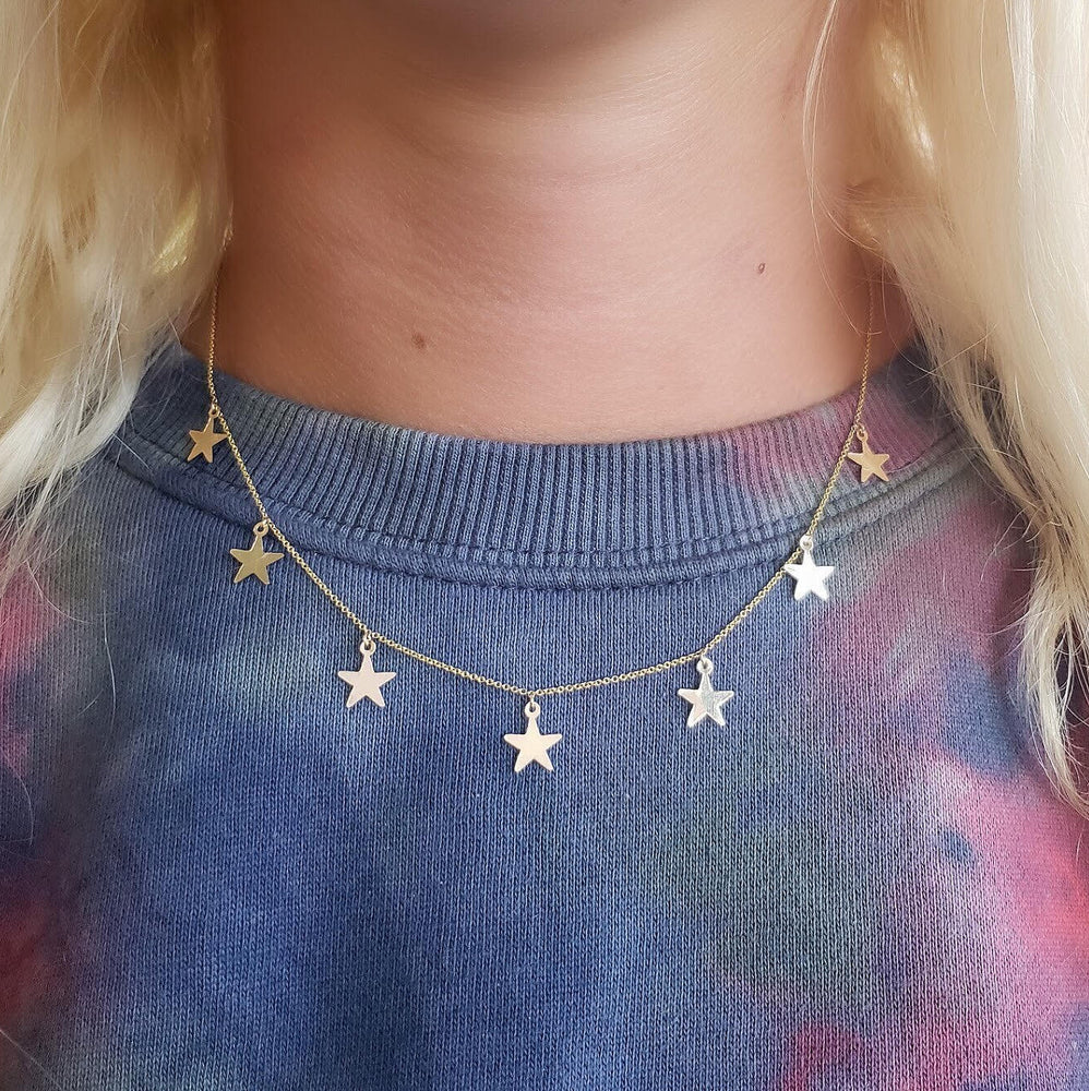 yellow gold star chain necklace
