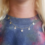 14k white gold star chain necklace