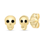 yellow gold skull stud earrings