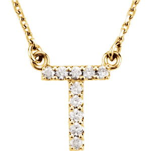 Yellow Gold Letter T necklace