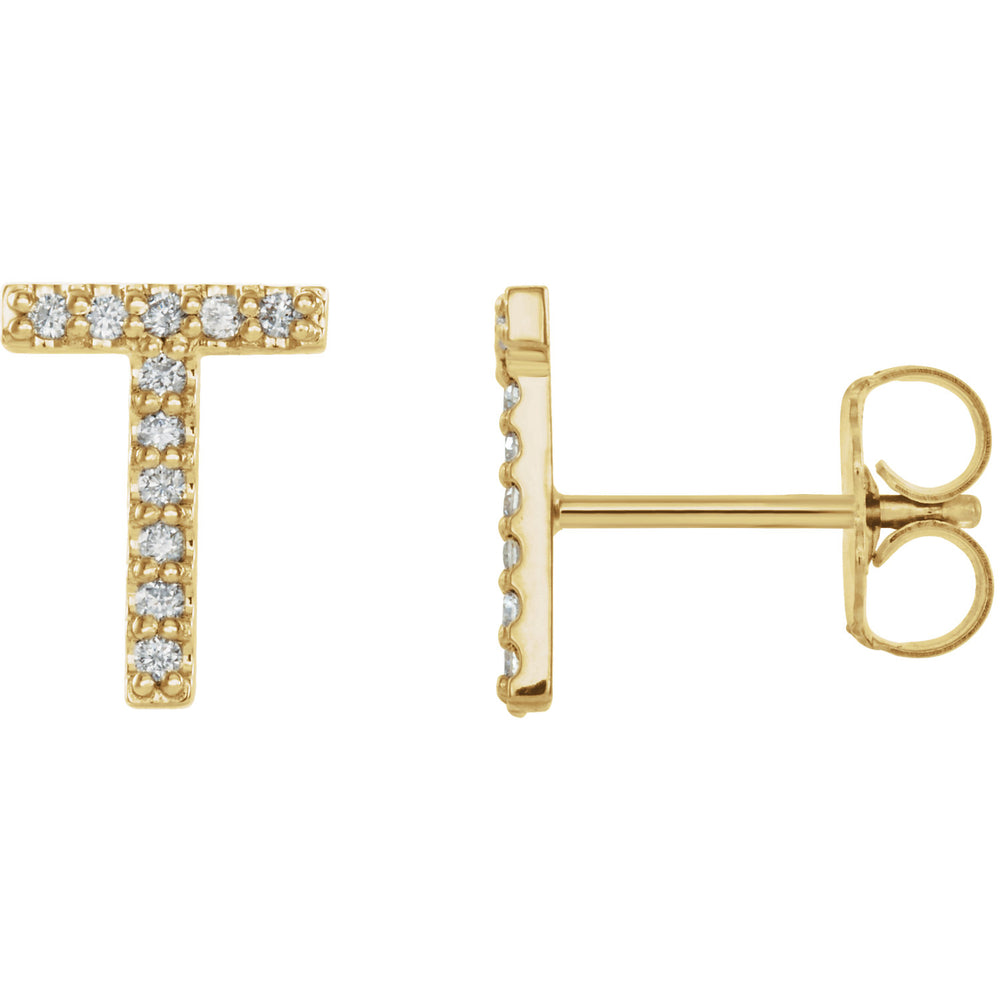 Yellow Gold Letter t earrings