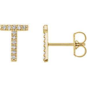 Yellow Gold Letter t earrings