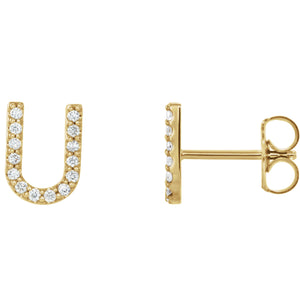 Yellow Gold Letter u earrings