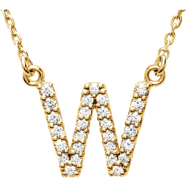 Yellow Gold Letter W necklace