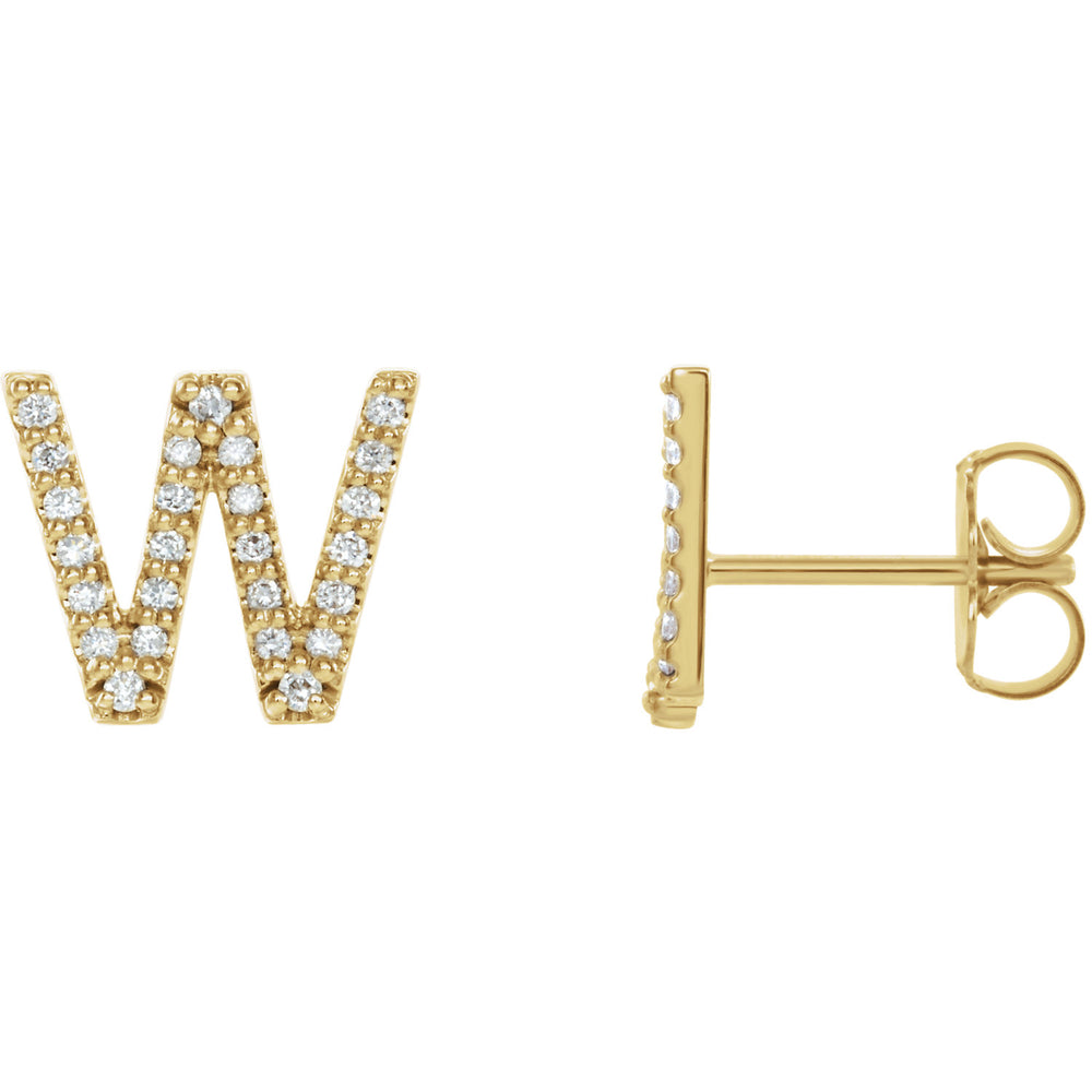 Yellow Gold Letter W Earrings