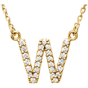 Yellow Gold Letter W necklace
