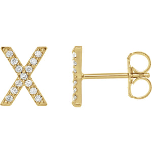 Yellow Gold Letter X Earrings