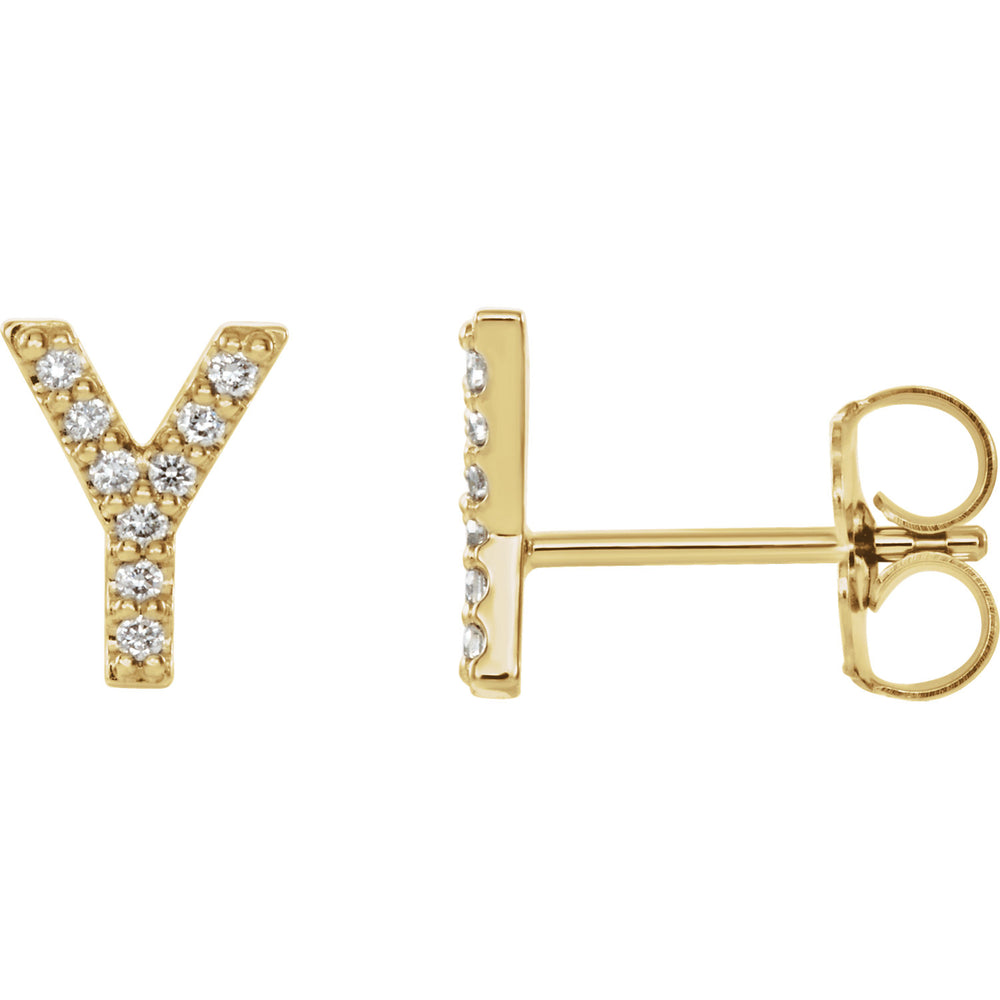 Yellow Gold Letter Y Earrings