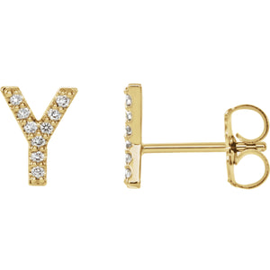 Yellow Gold Letter Y Earrings