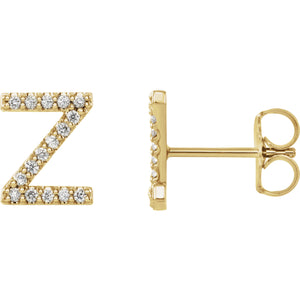 Yellow Gold Letter Z Earrings 